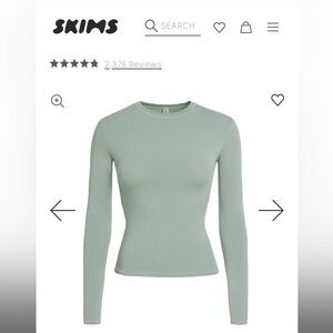 Skims Green Mineral Long Sleeve Cotton Jersey Small S